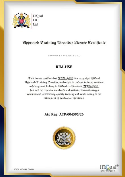 HiQual UK Ltd Approved Training Provider licence certificate